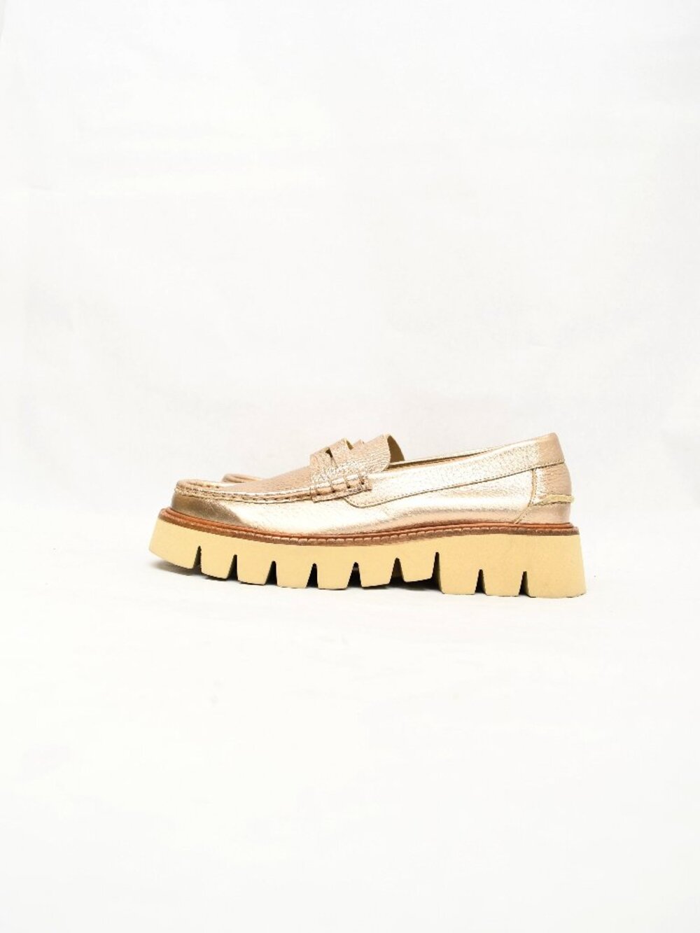 $650 Pedro Garcia Sebas Lug Penny Loafer CHUNKY WHITE GOLD LEATHER 37.5 (DB16) - Picture 4 of 7